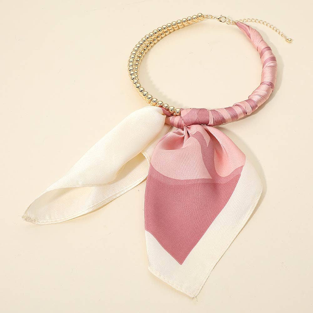 Fabric Scarf Double Bubble Chain Necklace