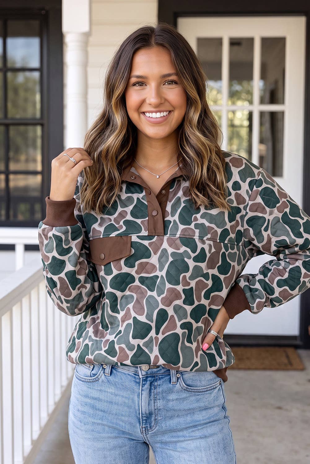 Camouflage Half Button Sweatshirt