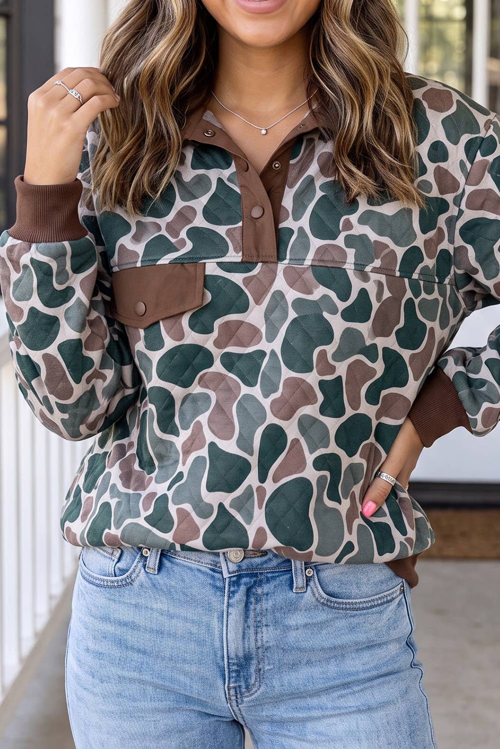 Camouflage Half Button Sweatshirt