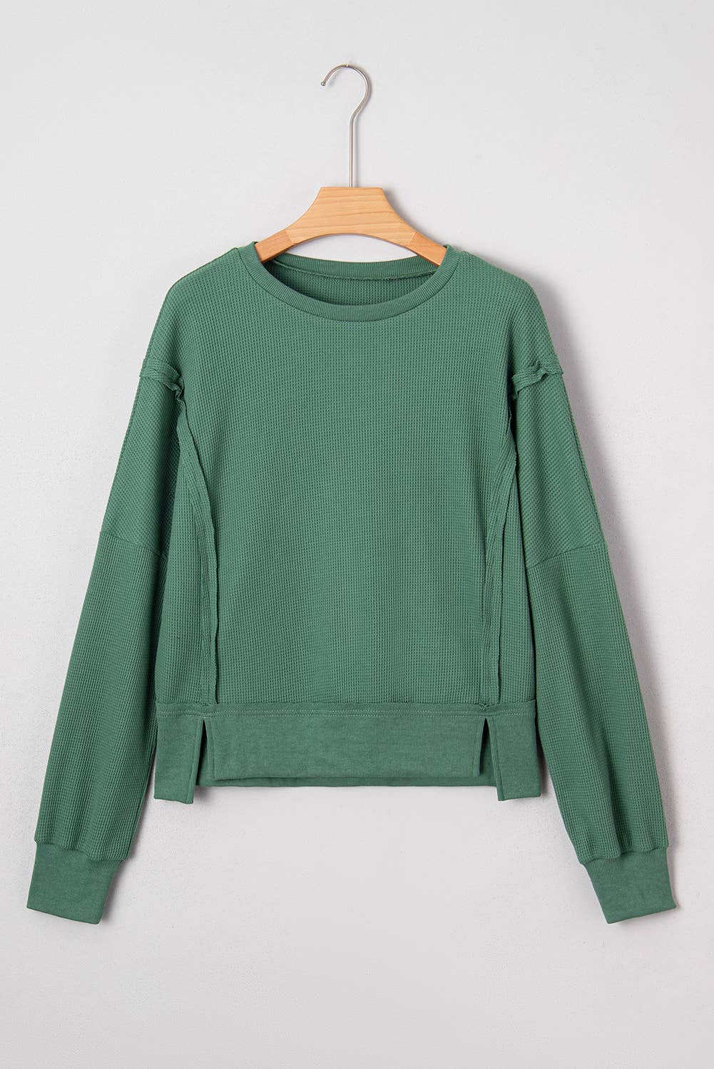 Solid Raw Seam Patchwork Textured Sweatshirt-Orchid Mist