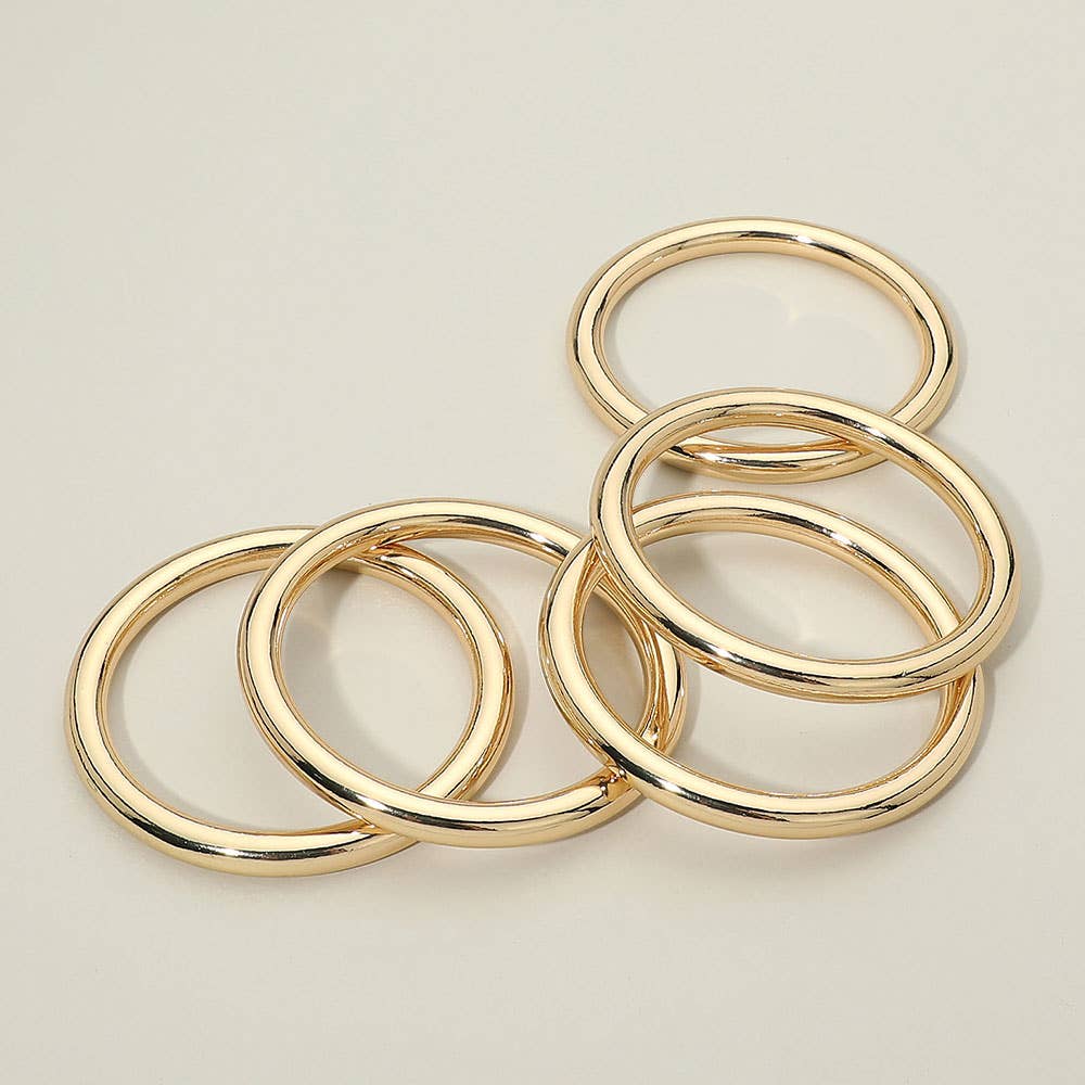 Polished Metal Stackable Multi Layered Bangle Bracelets