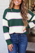 Colorblock Knit Crew Neck Sweater