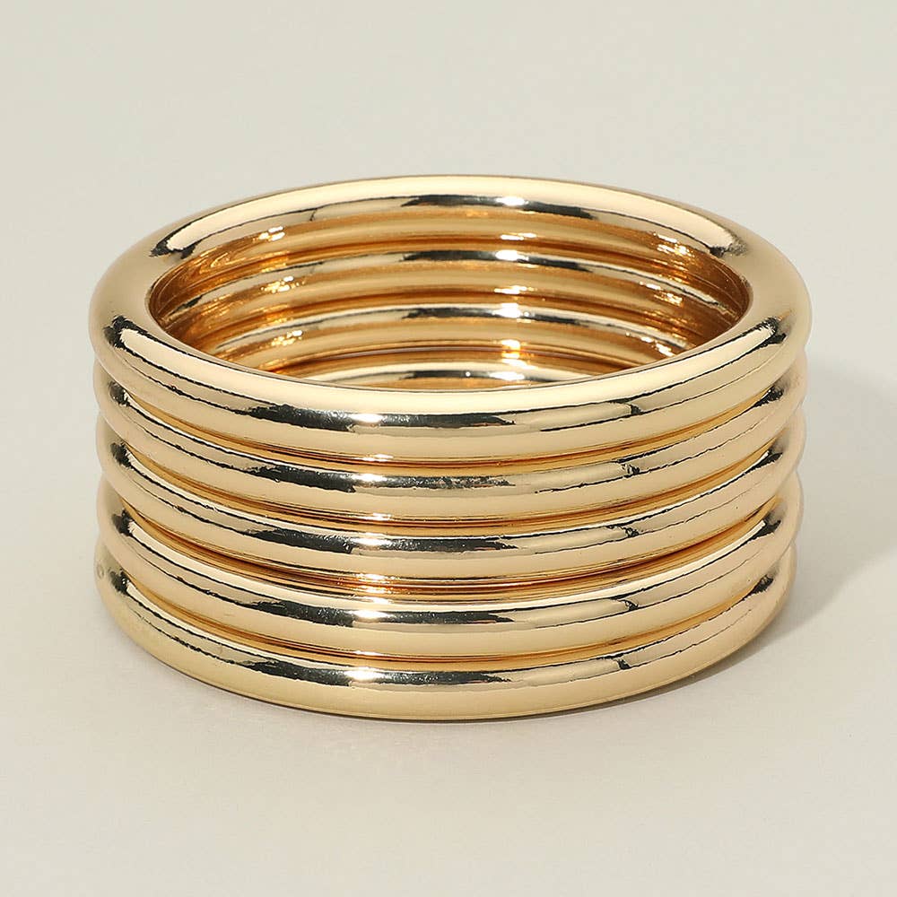 Polished Metal Stackable Multi Layered Bangle Bracelets
