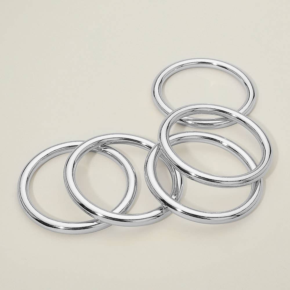 Polished Metal Stackable Multi Layered Bangle Bracelets