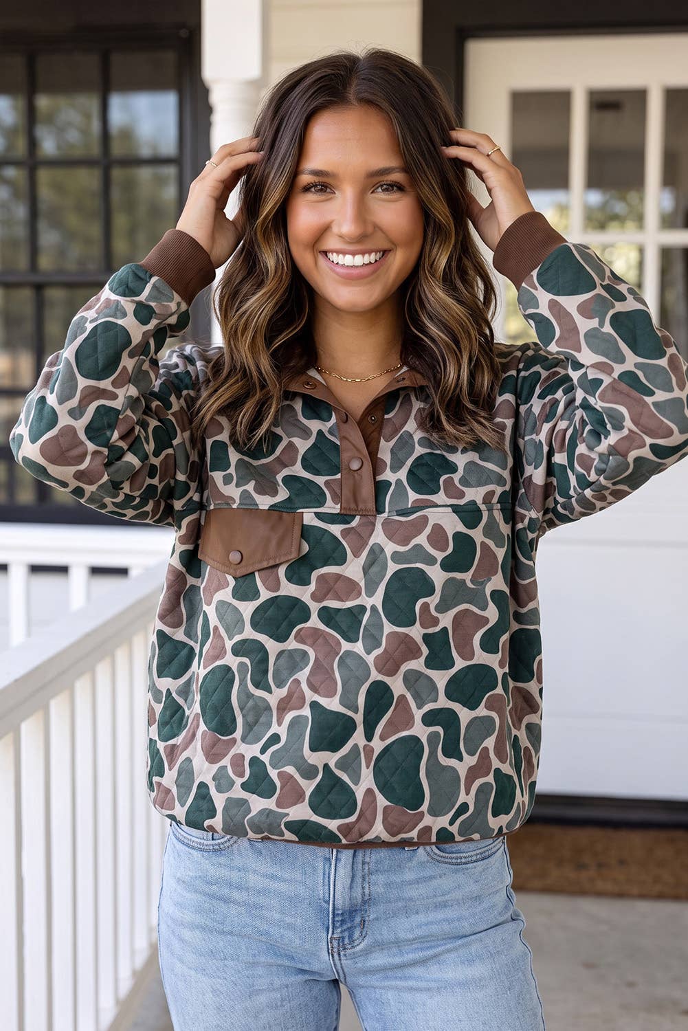 Camouflage Half Button Sweatshirt
