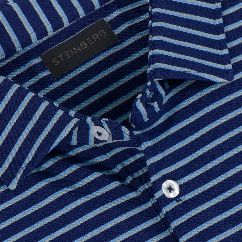 The Bluewater Links Flyway Polo: Navy/Sky/Silver