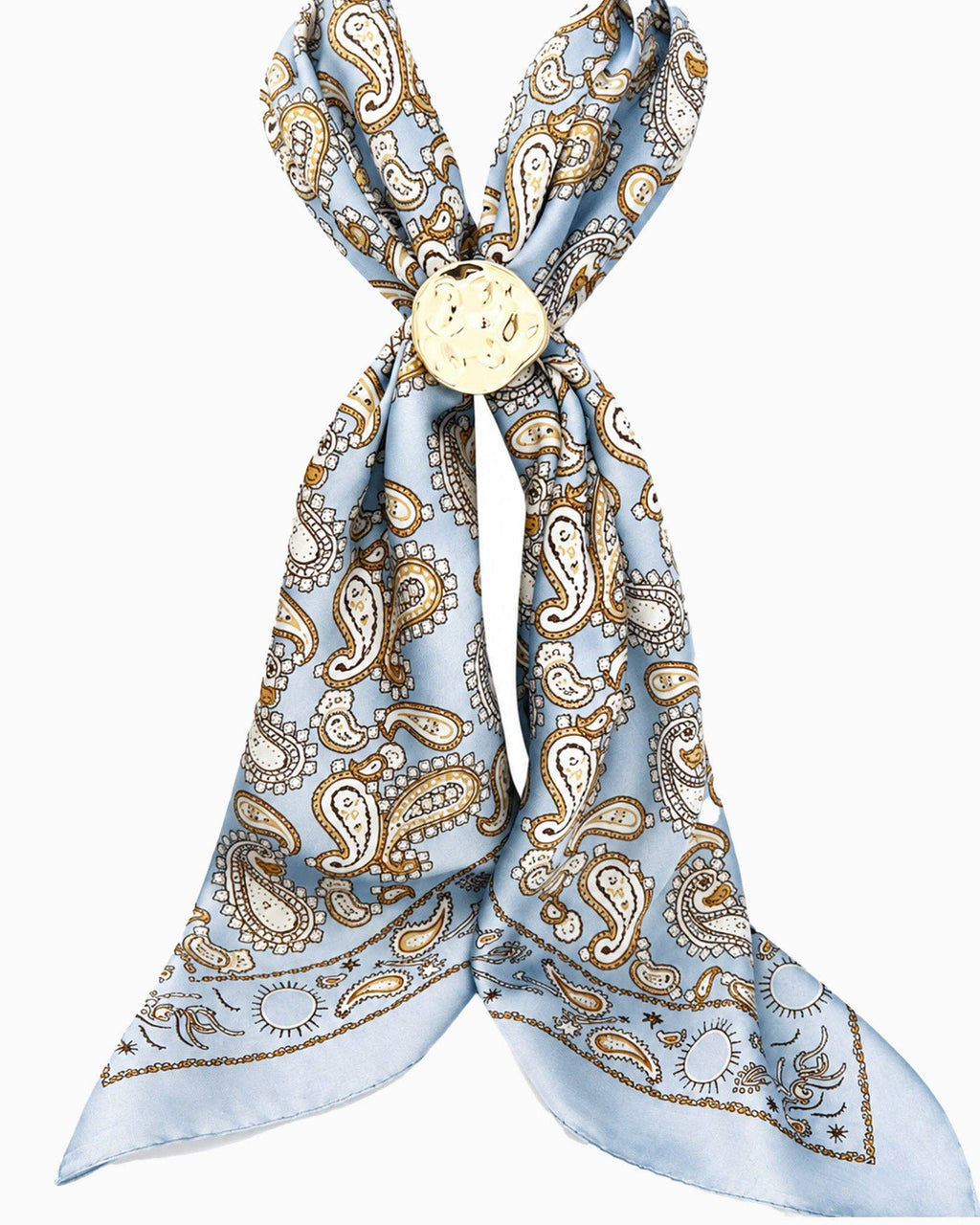Adjustable Organic Pebble Scarf Necklace: Light Blue