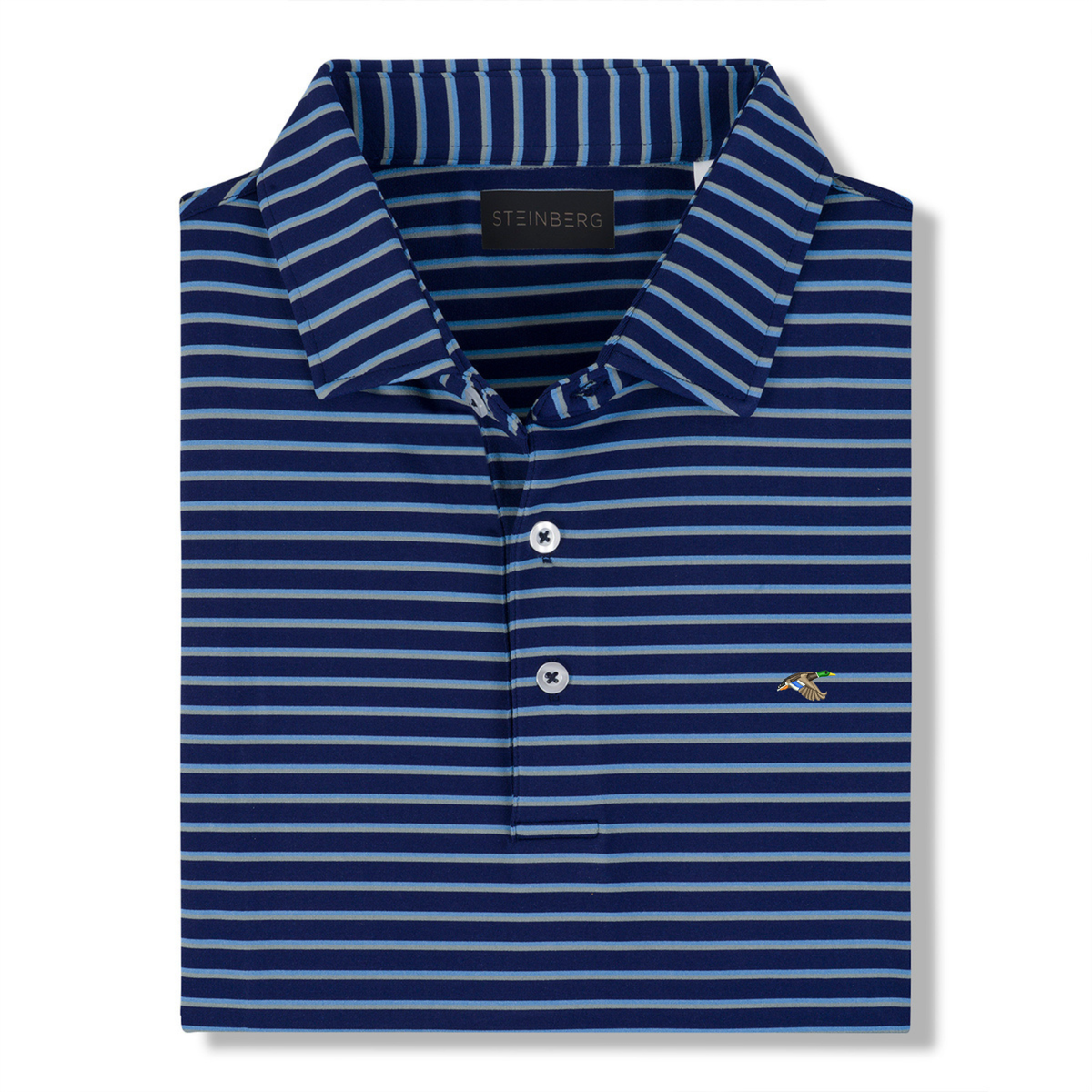 The Bluewater Links Flyway Polo: Navy/Sky/Silver