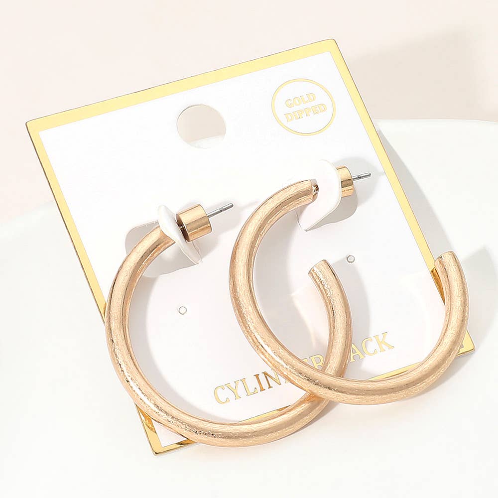 Gold Dipped Bold Open Hoop Earrings: Worn Gold